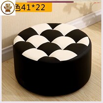 Solid Wood leather Pier small round stool adult low stool leather stool shoes changing shoes stool sofa stool coffee table stool bench bench children stool