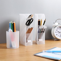 Inclined pen holder female ins Nordic simple transparent pen holder storage student desktop multifunctional four-compartment storage box