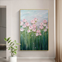 Hand-painted oil painting rose flower light luxury porch background wall decorative painting Nordic restaurant hanging painting living room sofa bedroom