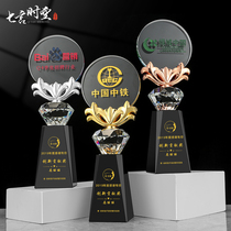 Metal Flower Crystal Trophy Customized Creative Excellent Employees Sales Team Epidemic Most Beautiful Teachers Day Medal