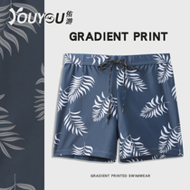 Swimming trunks mens anti-embarrassment loose flat angle mens swimsuit swimming suit five-point shorts hot spring swimming trunks equipment