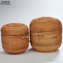 7 cakes made of rattan woven seven cakes Tea cans Puer tea barrels Jewelry jewelry boxes Storage storage barrels Autumn rattan