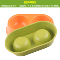 New pet double bowl bamboo fiber dog bowl drinking water feeding cat bowl Factory Direct