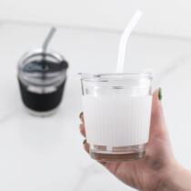 350 Scale Cup Accompanying Coffee Cup Silicone Cover Design Creative Glass Water Glass Straw Milk Cup Gift