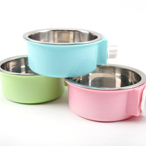 Pet bowl color hanging stainless steel dog bowl pet cat food basin can be fixed dog cage Factory Direct