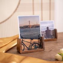 Solid wood U-shaped photo frame manufacturers in stock creative desk table top black walnut base acrylic glass