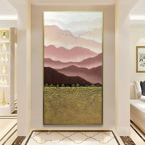 Hand-Painted Porch painting into the home landscape oil painting vertical modern corridor aisle hanging painting new Chinese style mountain view decorative painting