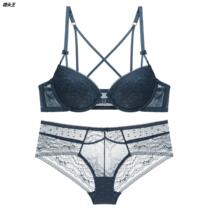 French sexy front button bra top thin bottom thick bra set lace small chest slightly gathered beautiful back girl custom