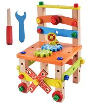 Boy multifunction 100 variable nuts combined children Puzzle Force Wood Removable tool Chair screw Screw Creativity Toy