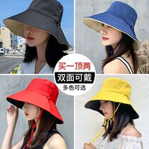 Fisherman hat female spring and summer Korean version of the tide Japanese double-sided face cover anti-UV hat large edge sunscreen hat visor hat male