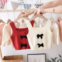 Girls Knitted Vest Super Foreign 2021 New Wear Baby Vest 1-3 Years Old 4 Tide Baby Sweater Autumn Wear