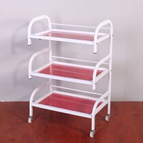 Beauty and hair cart Three-layer beauty salon cart with drawer Nail shelf Glass tool cart
