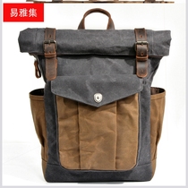 European and American retro backpack mens and womens shoulder bag oil wax canvas travel computer bag outdoor waterproof sports mountaineering bag