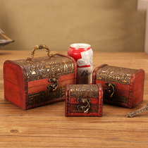 Retro small wooden box storage box wooden with lock password hand jewelry jewelry box antique children treasure box exquisite