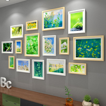 Creative simple solid wood photo wall company culture large size combination photo frame wall decoration living room dining room wall