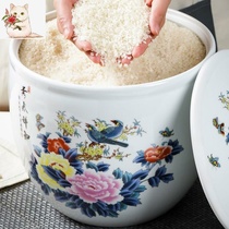 Rice barrel Jingdezhen ceramic rice tank with cover household insect-proof and moisture-proof Chinese-style sealing surface bucket cold water tank pickled pickle tank