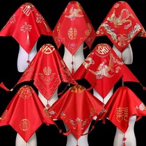 Red hijab bride Chinese wedding new wedding tassel Xiuhe clothing red hijab high-end yarn Xiuhe cover