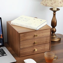 Solid Wood multi-layer drawer storage box Japanese home study drawer cabinet office file sundries table storage box