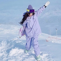 Small Hair Donkey Long White Mountain Snowsuit Rental Purple Professional Ski Suit Nam Nen Woman Waterproof Windproof Warm Out
