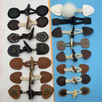Leather resin horn rope buckle black coat trench coat button sweater childrens wooden diy pair