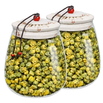 Fetal chrysanthemum king authentic Tongxiang Hang white chrysanthemum under fire to fire glass jar loose canned tea 125g non-gong chrysanthemum