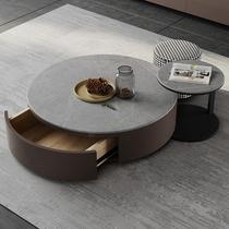 Italian Minimalist Rock Plate Round Tea Table Light Extravagant Modern Minima Size Round Several Living Room Nordic Woody Creative Tea Table