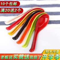 Plastic spoon household colored melamine with hook spoon imitation porcelain long handle spoon ramen spicy hot spoon commercial spoon spoon spoon