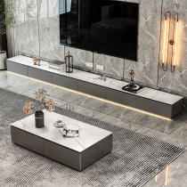 Floor TV cabinet Long light luxury minimalist rock plate coffee table combination Modern living room small household TV cabinet new