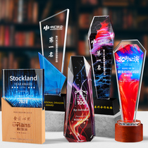 Color printing crystal trophy custom-made creative lettering can be customized pictures photos annual meeting awards sales champion