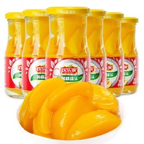 Happy Home Yellow Peach Canned Orange 256G * 6 bottles of sugar water fresh fruit glass bottle casual snacks
