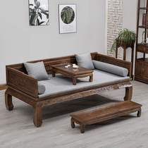 Imperial concubine Elm solid Zen collapse modern Chinese style real antique simple bed Italy Luohan Wood new bed sofa Luohan Ming and Qing Qing