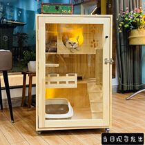 Panoramic cat villa Aerial cat cage Household adult cat Wooden cat house Cat cabinet Pet shop Large free space