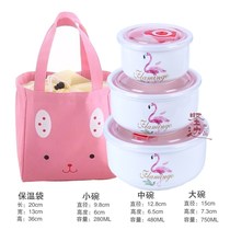 Lunch box with lid microwave oven for ceramic fresh-keeping bowl three-piece sealed bowl to work with lunch box Rice