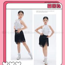 Advanced Latin dance suit Girl performance practice Fancy Training Flow Sudew Back Lotus Leaf Side Foreign Air Half Body Dress