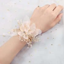 Wrist flower bridesmaid sisters hand flower bride hipster bracelet wedding wedding accessories Korean wedding dress accessories