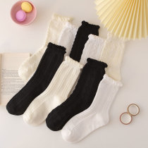  Black socks womens mid-tube socks Spring and autumn summer ins tide white cotton four seasons womens stockings cute Japanese