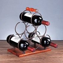 European retro portable Wrought iron wine rack Creative home living room wine cabinet entrance wine display rack