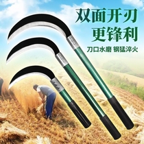 Sickle agricultural sharp manganese steel sickle grass cutter outdoor long handle all steel machete fishing household weeding small sickle