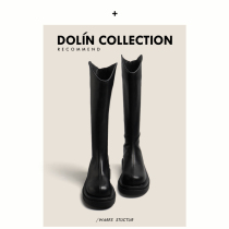 dolin collection Martin boots 2021 new long cylinder boots thick-leg rider boots small sub-thick bottom black
