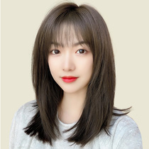Wig women's long hair natural full head type long hair 2021 fashion short hair style collarbone hair wig set