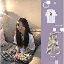 Summer Hepburn wind light ripe wind-fried street can be salt-sweet little man high-aged wide-leg pants two-piece set