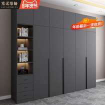 Wardrobe home bedroom solid wood light luxury modern simple storage cabinet minimalist swing door locker combination large wardrobe