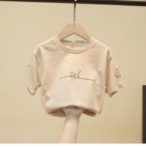 Boy Summer T-shirt 2021 new trendy ocean gas round collar male baby short sleeve boy dress handsome air trend wind and summer clothes