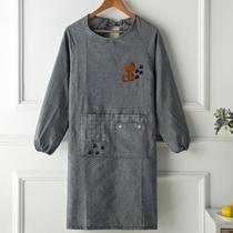 Long sleeve large size apron women add fat to increase 200kg men's overcoat cotton oil-proof cute kitchen work