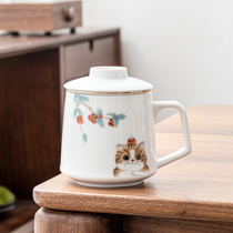 Episode 2 Lucky Cat ceramic cup Tea mug Teacup filter office water cup Large capacity tea water separation