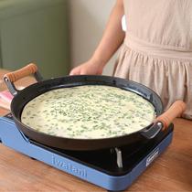 Wooden handle household frying pan cast iron pan pancake pan pancake fruit tool non-stick pan pan pancake fruit tool non-stick pan