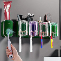 Net red light luxury toothbrush rack mouthwash brush Cup hanging wall toilet non-perforated wall cylinder set