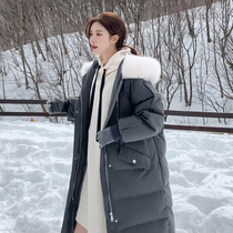 Warm down jacket Womens Mid-length 2021 new winter Korean version of loose thick white duck down over the knee bread