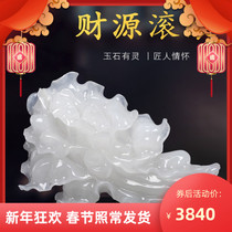 IKXO Natural Jade Lucky Jade Cabbage Ornaments Living Room Home Office Decoration Move Opening to Send Leadership Gifts
