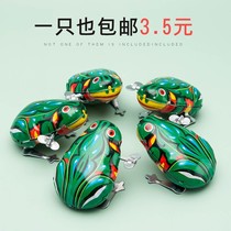 Childrens winding iron frog chicks after 80 nostalgic winding small frog toy jumping frog bouncing baby